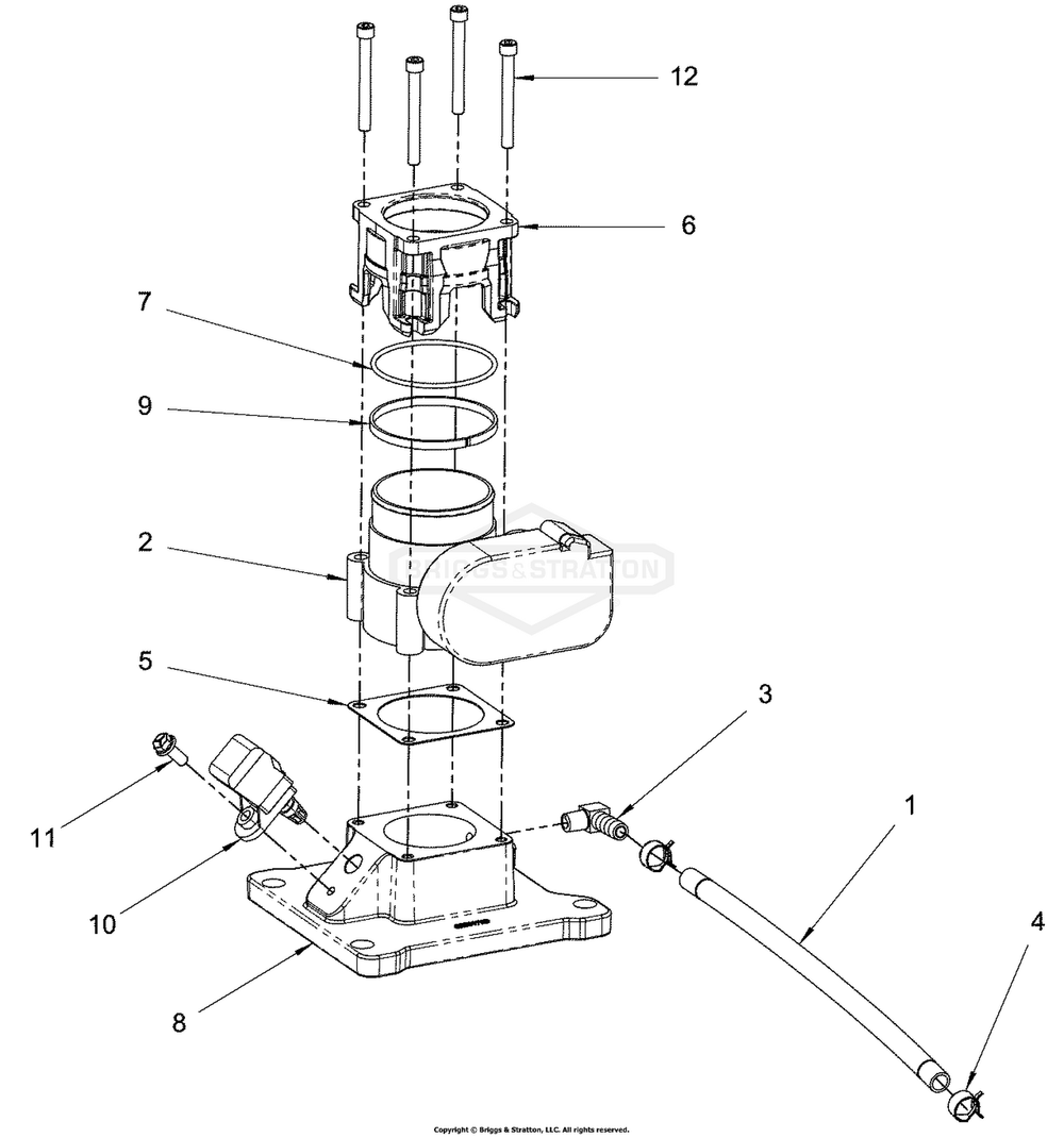 Engine Group - Throttle Mixer Diagram and Parts List for 076660-01  Briggs and Stratton Generator